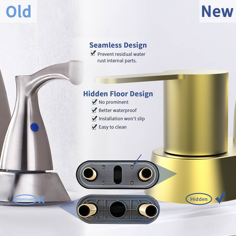 Modern 2 Handle 360 Degree Swivel Bathroom Sink Faucet with Aerator No Leak Valve, Water Saving, Splash and Fingerprint Proof