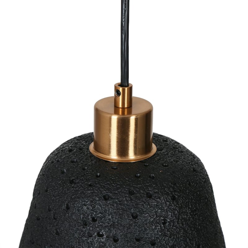 Ampla Modern Farmhouse 1-light Dome Pendant Light Black Gold Dimmable Kitchen Island Lighting - 9.8 inches