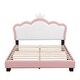 preview thumbnail 5 of 38, Full size Upholestered Princess Bed ,Full Size Platform Bed with Headboard and Footboard,White+Pink