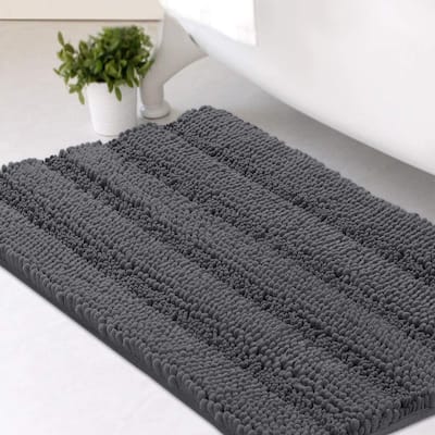 Ultra Thick Bath Rug Shaggy Chenille Absorbent Non Slip Bath Mat