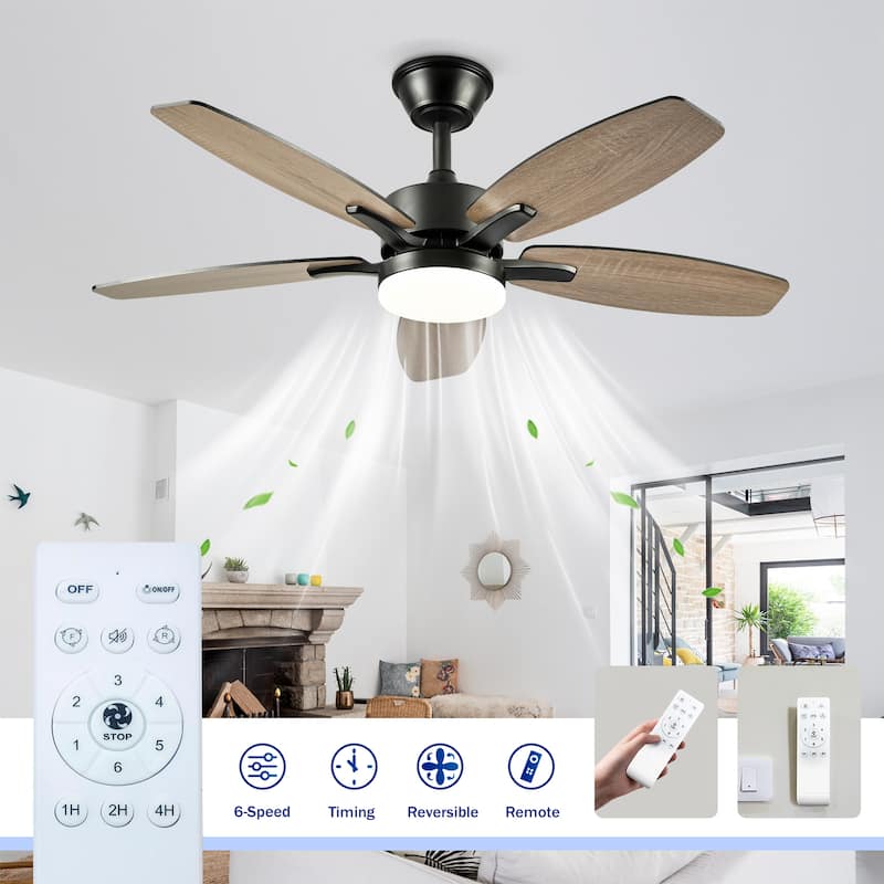 48" Farmhouse Ceiling Fan with Lights and Remote Control, Quiet DC Motor 6 Speeds Reversible Ceiling Fan for Living Room