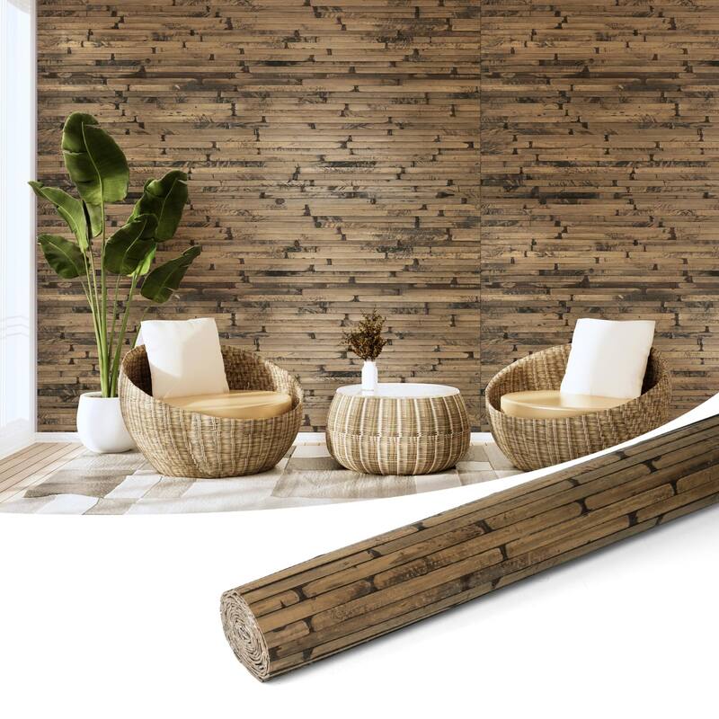 Art3d 48 x 96 in Natural Bamboo Wall Panel for Wall Decor for Living Room,Bedroom,Office - 96 X 48