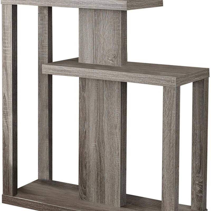 HomeRoots 32" Taupe Free form Floor Shelf Console Table With Storage - 31.50 in. x 34.00 in. x 11.75 in.