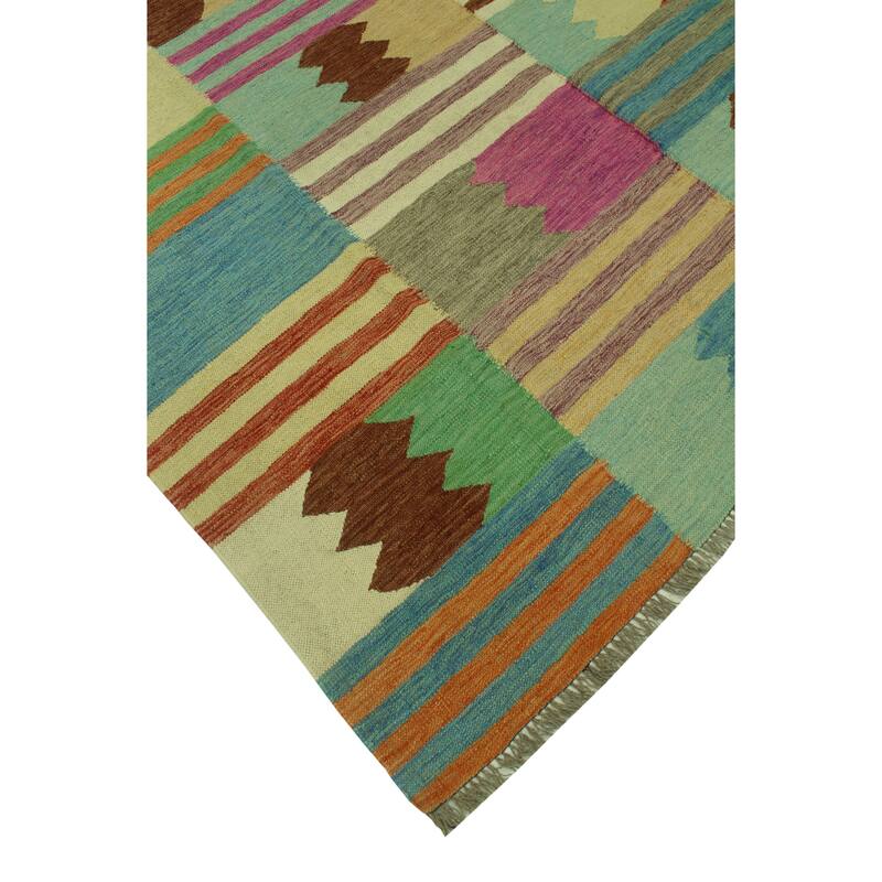 Hand-Woven Winchester Kilim Enise Rust/Blue Rug - 6'9" x 9'7"