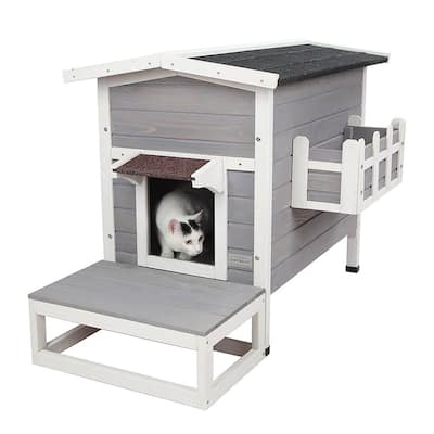 Feral Cat House, Larger Design for 3 Adult Outdoor Cats Weatherproof