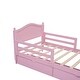 preview thumbnail 31 of 42, Kids Platform Bed with Saddle-shape Headboard and Footboard, 2 Drawers Underneath, 10 Pc Slats Support, No Box Spring Needed