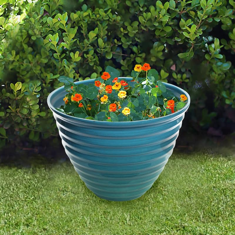 Blue 12" Glazed Planter