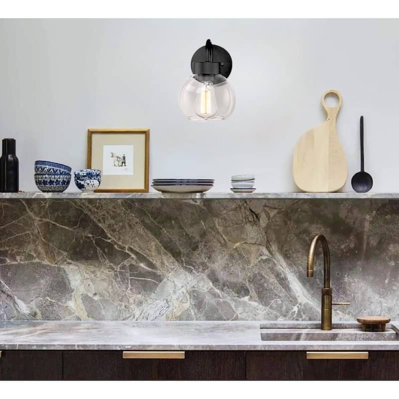 1 Light light fixtures matte black bathroom vanity lights glass, metal wall lights