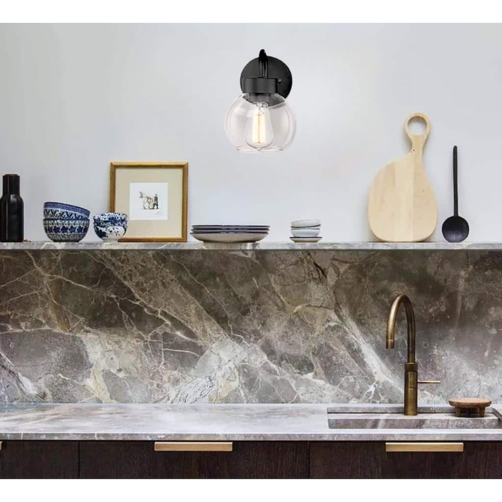 1 Light light fixtures matte black bathroom vanity lights glass, metal wall lights