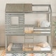 preview thumbnail 10 of 16, Safety Design Twin Over Twin Loft Bed with Roof & Guardrail Antique Gray