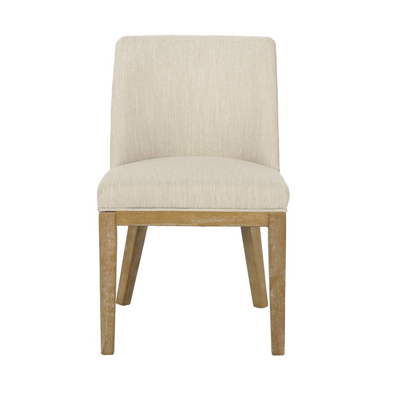 Fabric Upholstered Dining Chair with Rubberwood Legs, Beige Finish Kitchen Side Chairs for Kitchen, Dining Chairs Set of 2