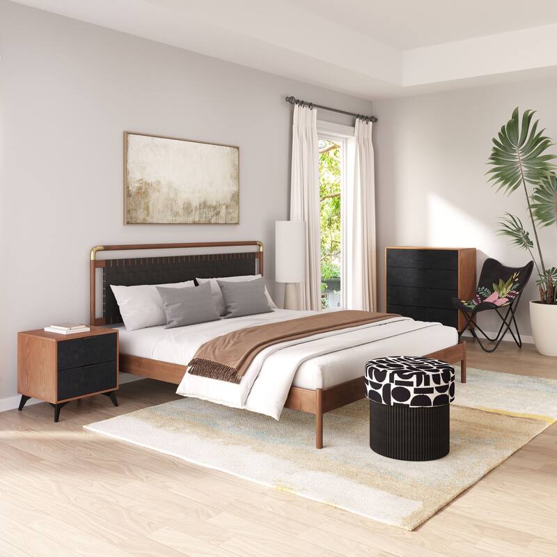 Zarif Nightstand Black & Walnut