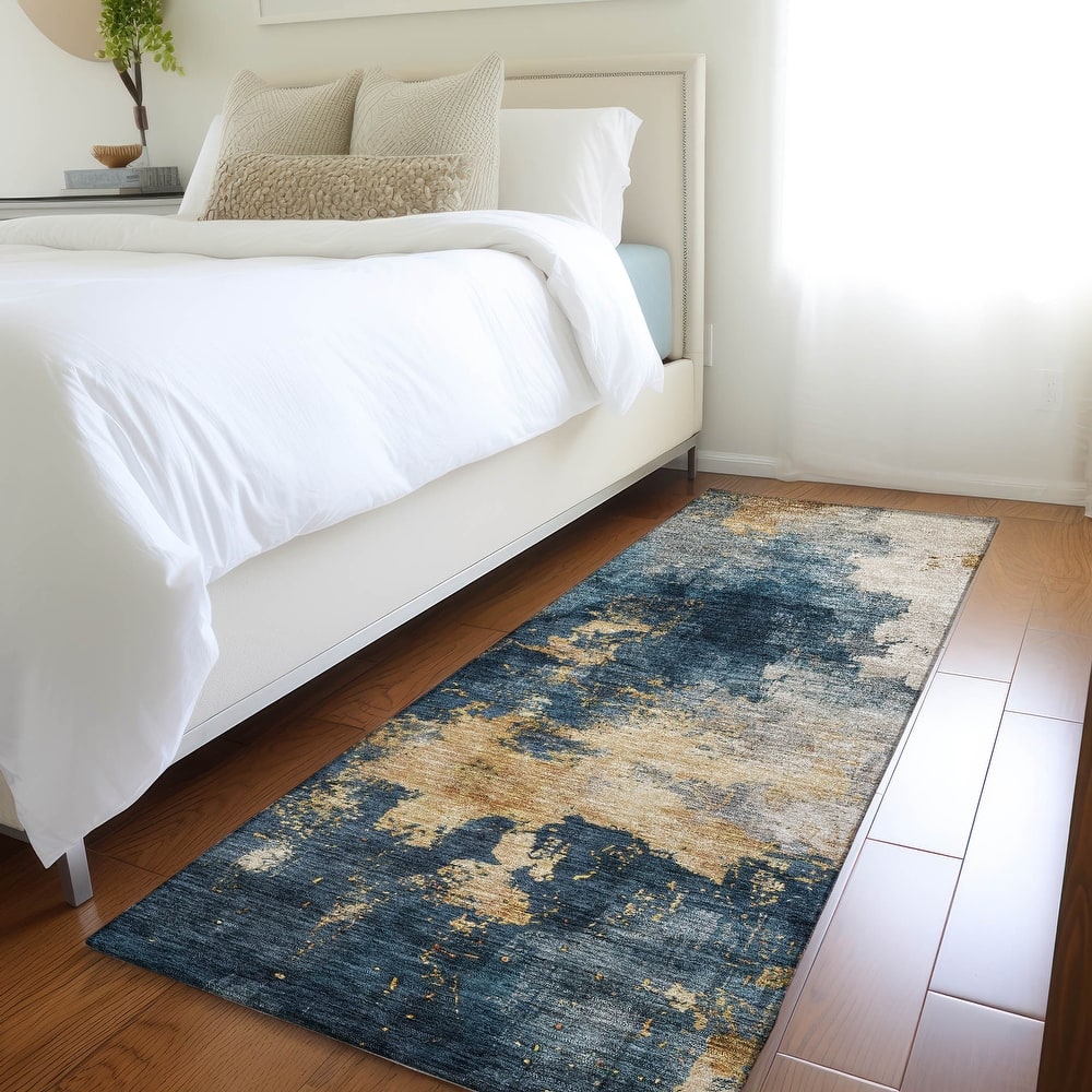 Machine Washable Indoor/ Outdoor Abstract Modern Chantille Rug