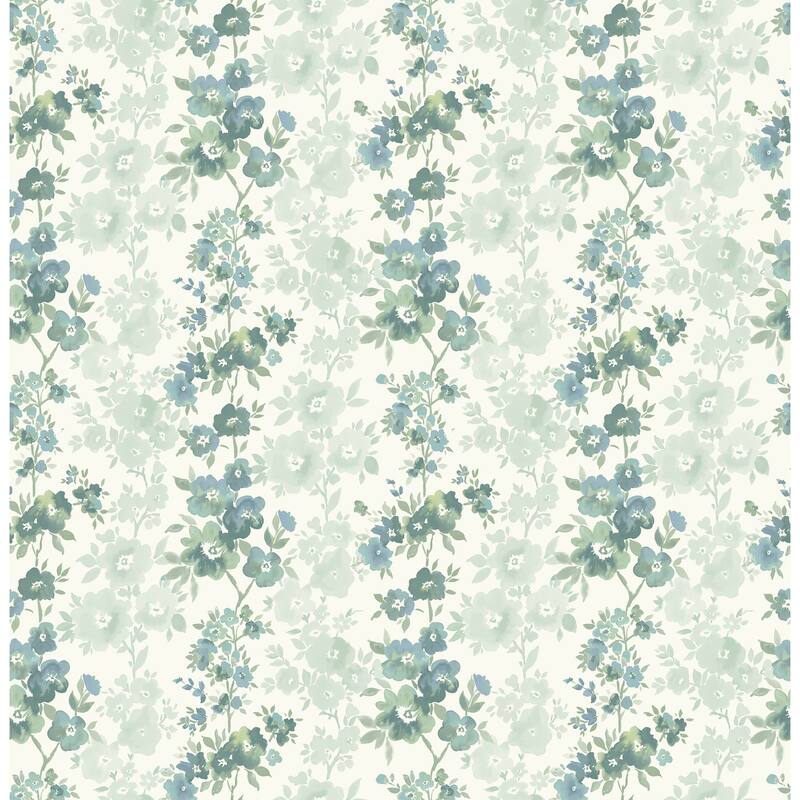 A-Street Prints Charlise Teal Floral Stripe Wallpaper
