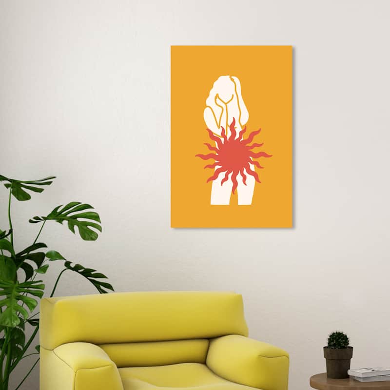 Wynwood Studio Canvas People and Portraits Sunstar Covered Girl Orange Modern & Contemporary Wall Art Canvas Print - 20 x 30