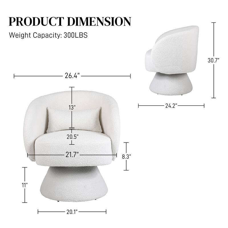 Ouyessir Teddy Sherpa Upholstered Swivel Cuddle Barrel Sofa Chairs