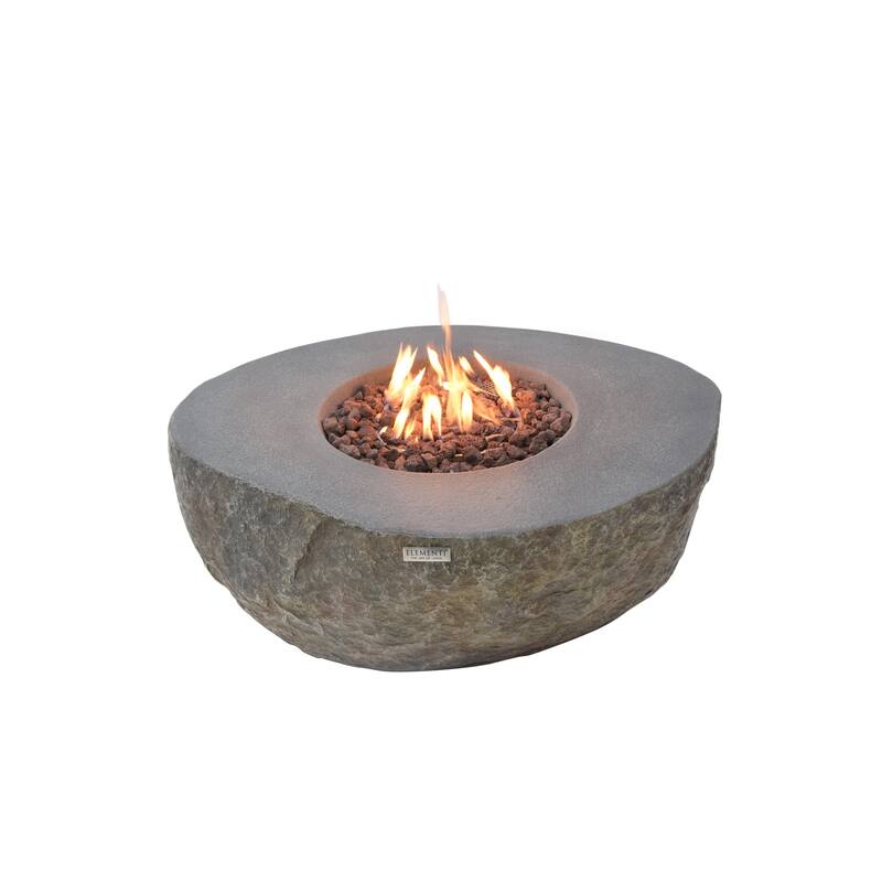 Elementi Boulder 45,000 BTU Concrete Propane Fire Table with Lava Rocks & Cover - 43.3 X 35 X 16.1