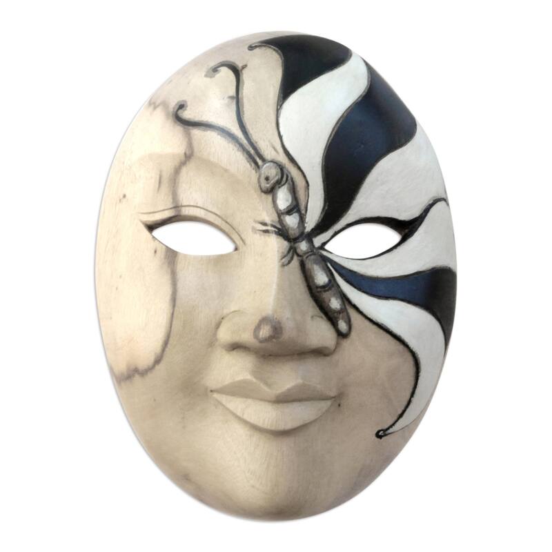 Novica Handmade Feminine Butterfly Wood Mask