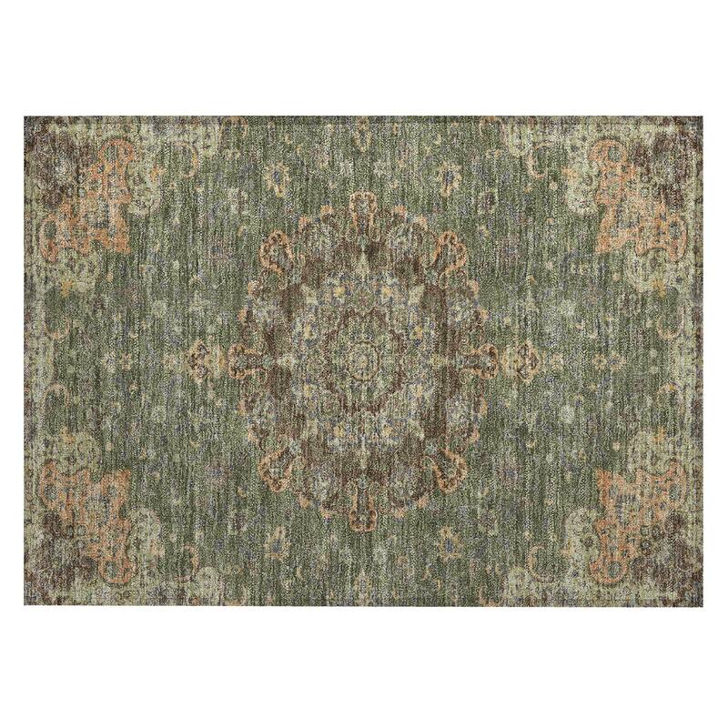 Machine Washable Indoor/ Outdoor Traditional Awaka Chantille Rug