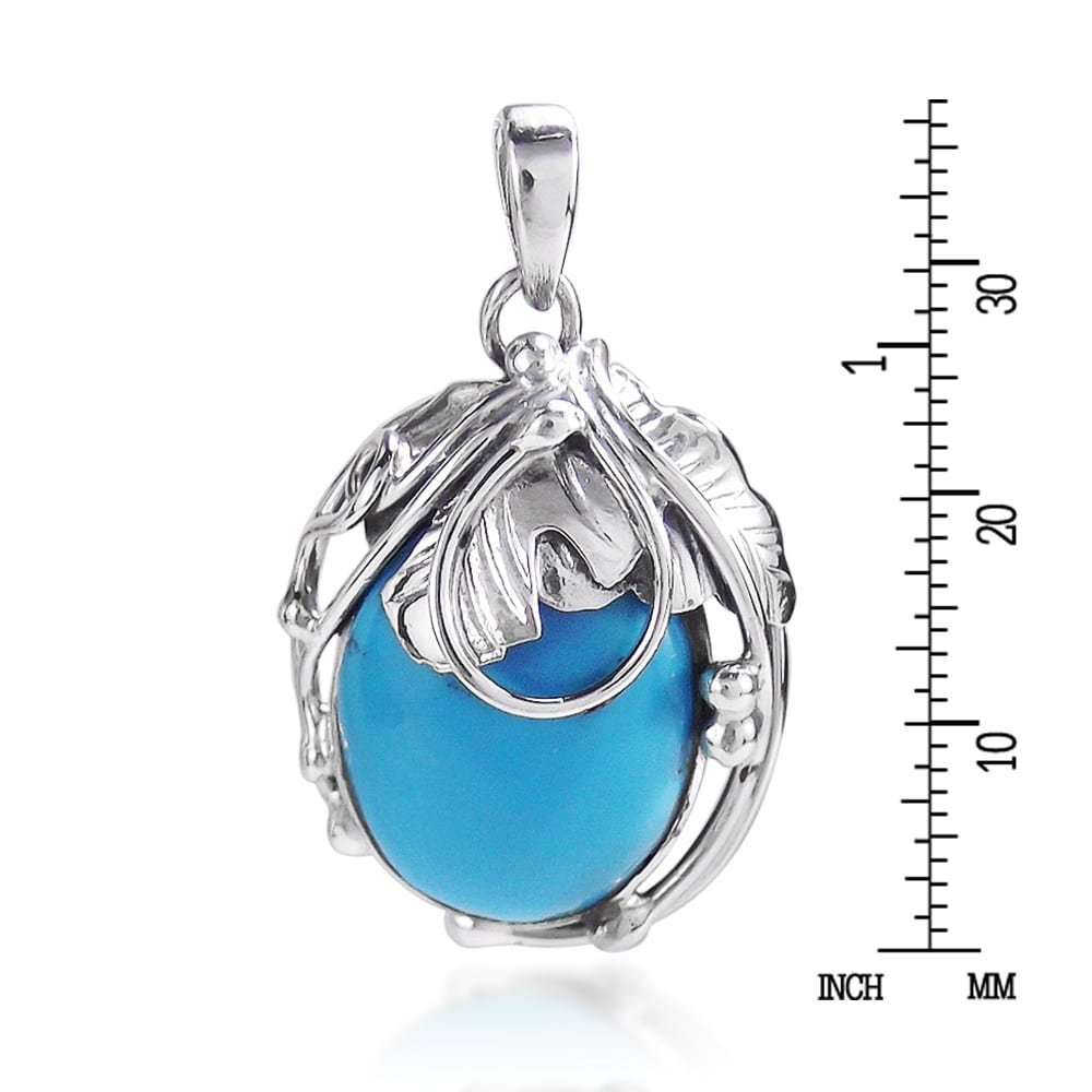 Vintage Oval Turquoise /& Sterling Silver Pendant