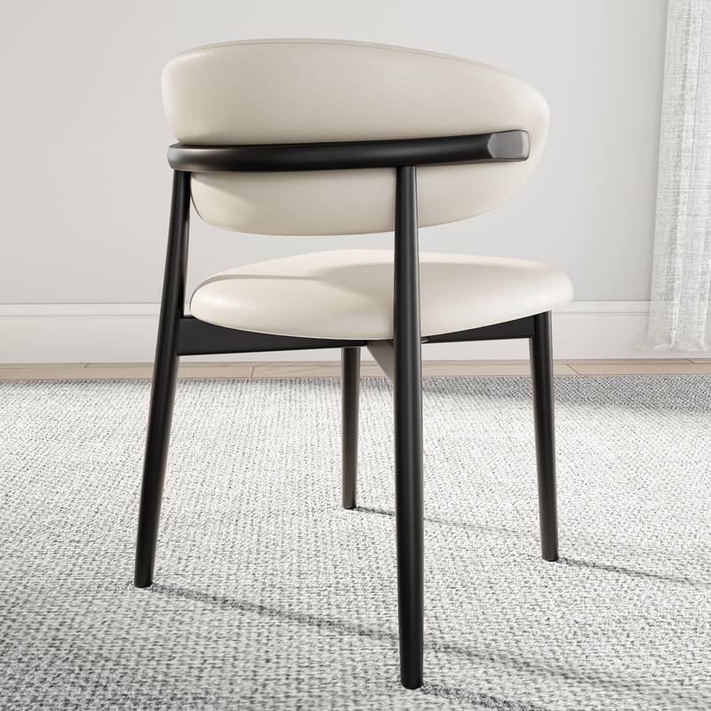 Leather Upholstered Dining Chairs Set Of 2, Armless Side Chair With Backrest