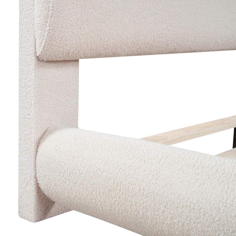 Stylish Curve-shaped Design Teddy Fleece Platform Bed