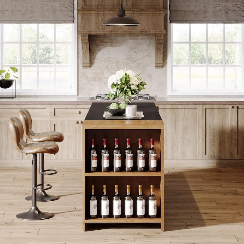 55 Inches Farmhouse Kitchen Island with Storage for Kitchen, Dining Room