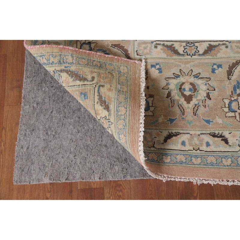 Hand Knotted Oriental 100% Wool Carpet Traditional Floral Peach Mashad Area Rug - 12' 5'' X 9' 4''