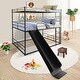 preview thumbnail 5 of 6, Twin Size House Loft Bed with Slide and Ladder,Sturdy Frame,Black For Home