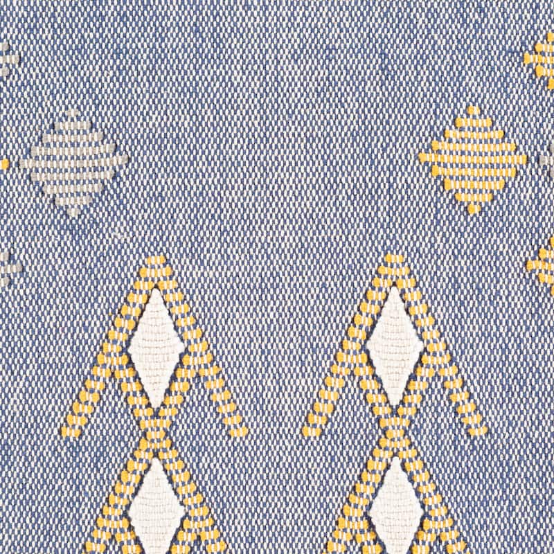 Xenia Hand Woven Denim Blue Boho Throw Pillow