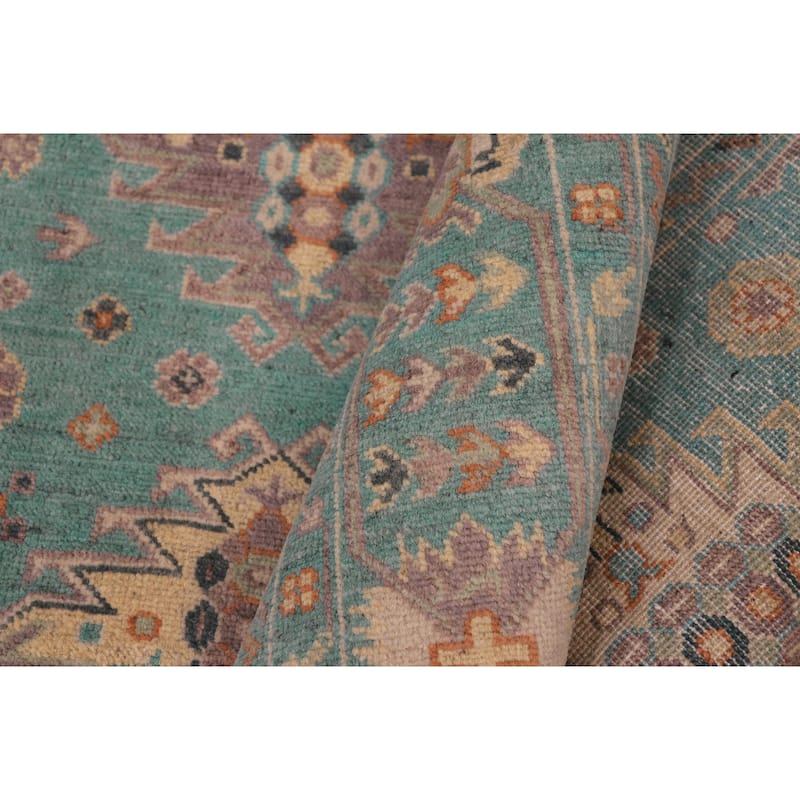Bohemian Kazak Anaya Green/Green Wool Rug - 7'9'' x 10'1''