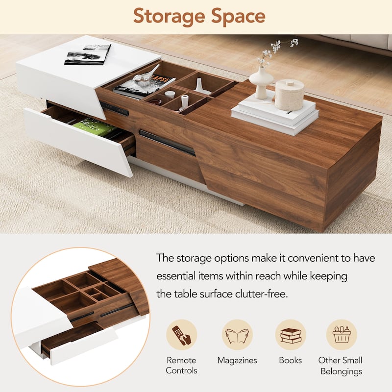 Modern Extendable Sliding Top Coffee Table