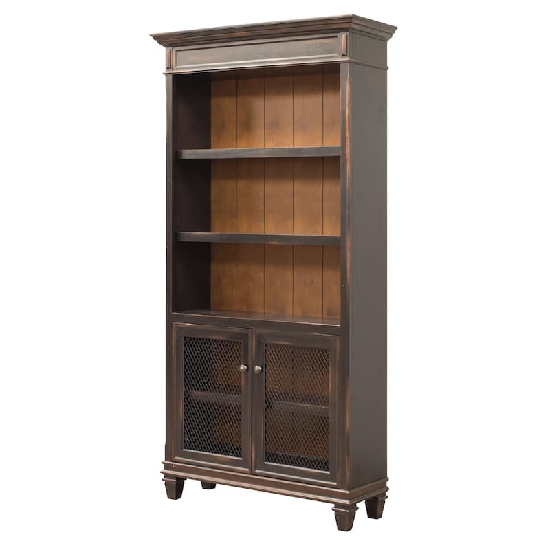 Hartford Open Wood Bookcase, Storage Cabinet, Office Shelves, Black - 40 W x 78 H x 14 D