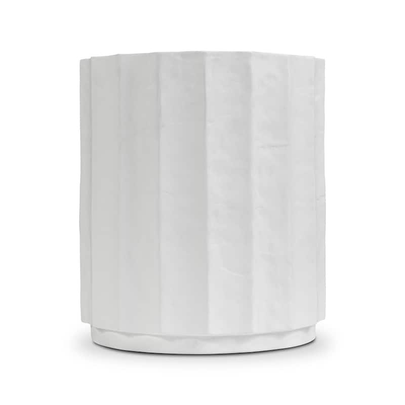 Poly & Bark Kavala Hand-Crafted Fluted Textured Cement Side Table - Ivory