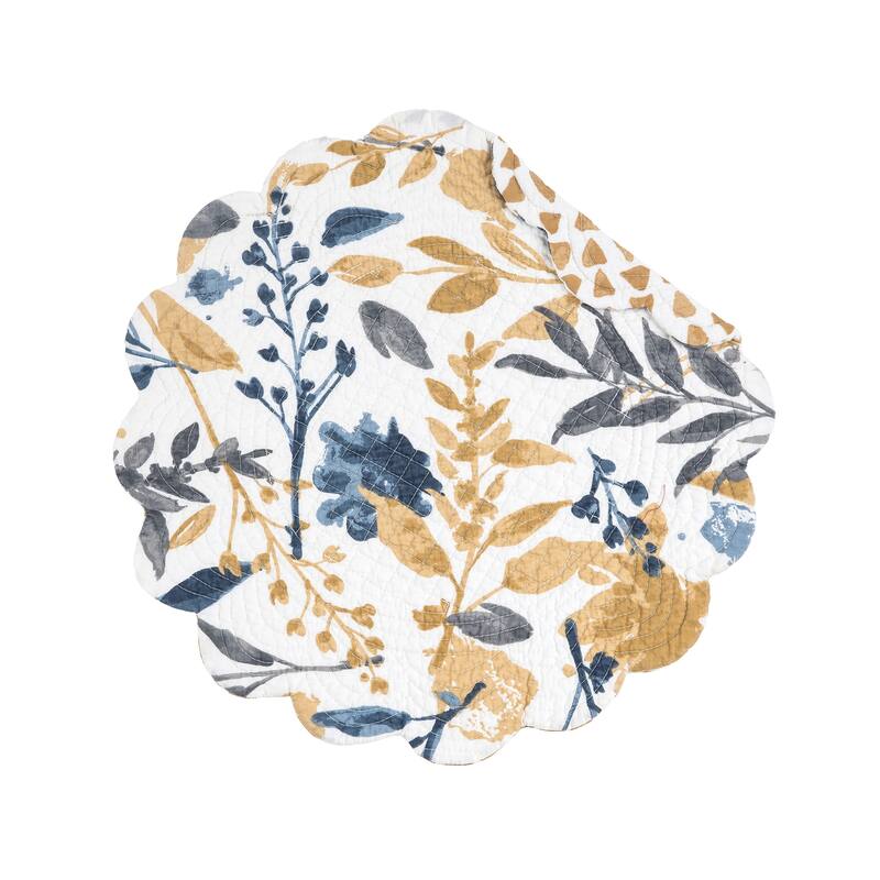 Natural Home Cotton Quilted Round Reversible Placemat Set of 6 - Set of 6
