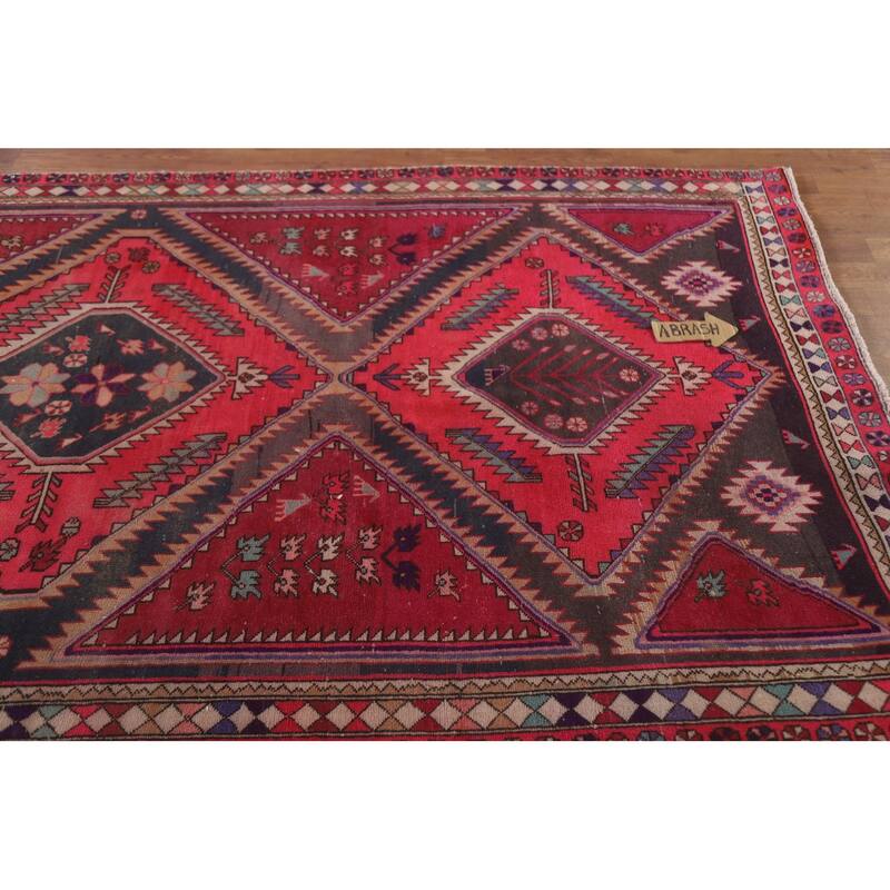 Hand Knotted Oriental 100% Wool Carpet Traditional Tribal Pink Meshkin Area Rug - 9' 11'' X 4' 7''