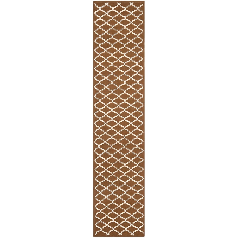 SAFAVIEH Handmade Newport Hayleigh Modern Cotton Rug - 2'3" x 10' Runner - Chocolate/Ivory