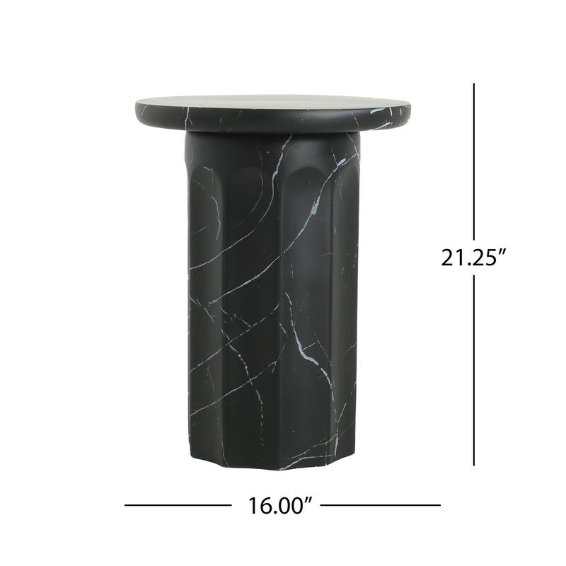 Christopher Knight Home Indoor/Outdoor Modern Black Marble Side Table