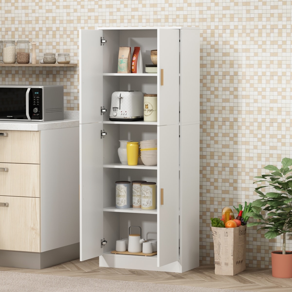 Kitchen Cabinet Pantry Organizer with Adjustable Shelves