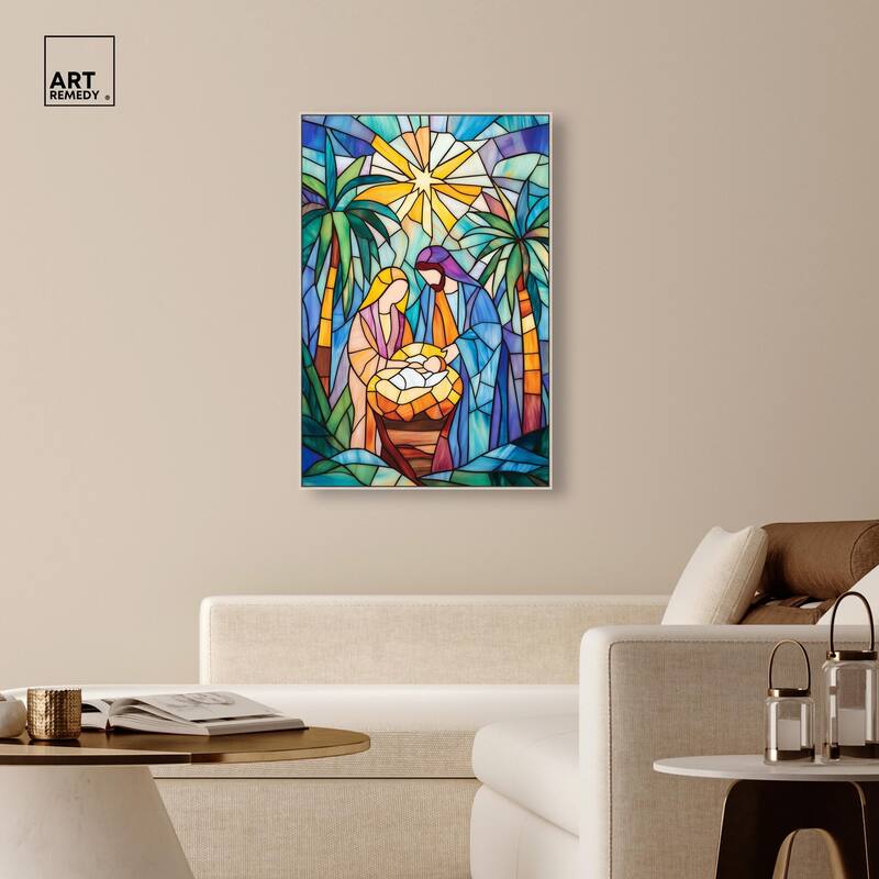 Holy Family Framed in Glass Canvas by Art Remedy