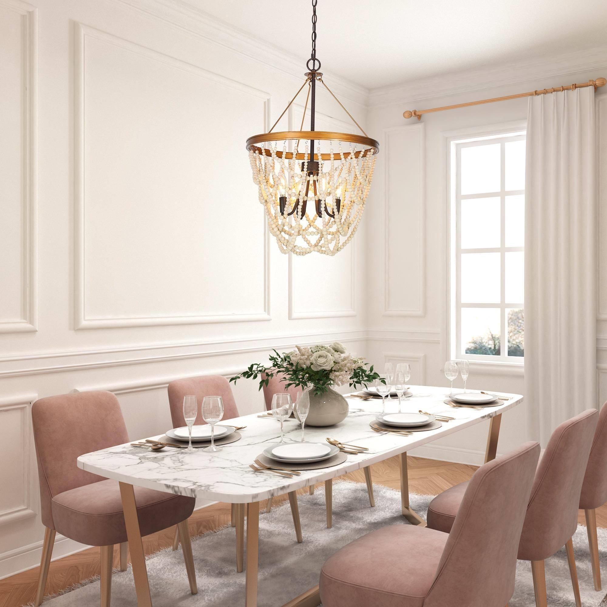 Beaded chandelier hot sale dining room