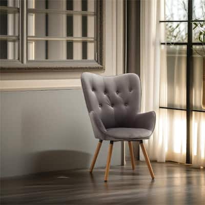 Contemporary Silky Velvet Tufted Button Back Accent Chair