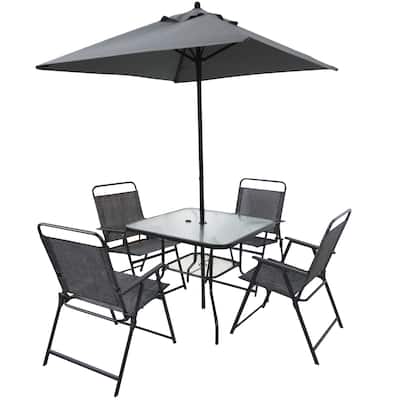 Outdoor Patio Dining ,Metal Patio Furniture Table and Chair Set with Umbrella