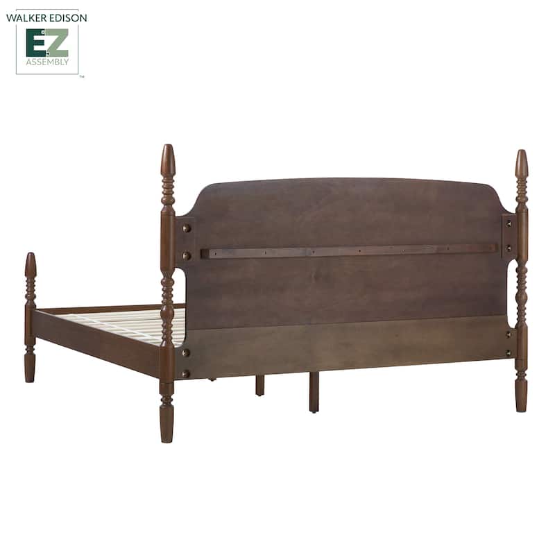 Walker Edison Easy Assembly Solid Wood King Bed with Wood-Turning Detail