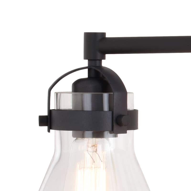 Mason Farmhouse Black Bathroom Vanity Light Fixture Clear Glass