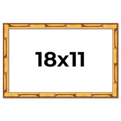 18x11 Frame Gold Bamboo Solid Wood Picture Frame | 1 Inch Moulding