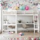 preview thumbnail 2 of 10, Wood Twin Size L-Shaped Loft Bed with Ladder and 2 Built-in L-Shaped Desks
