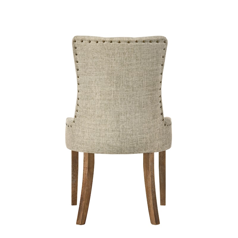 Side Chair, Beige Fabric & Salvaged Oak Finish