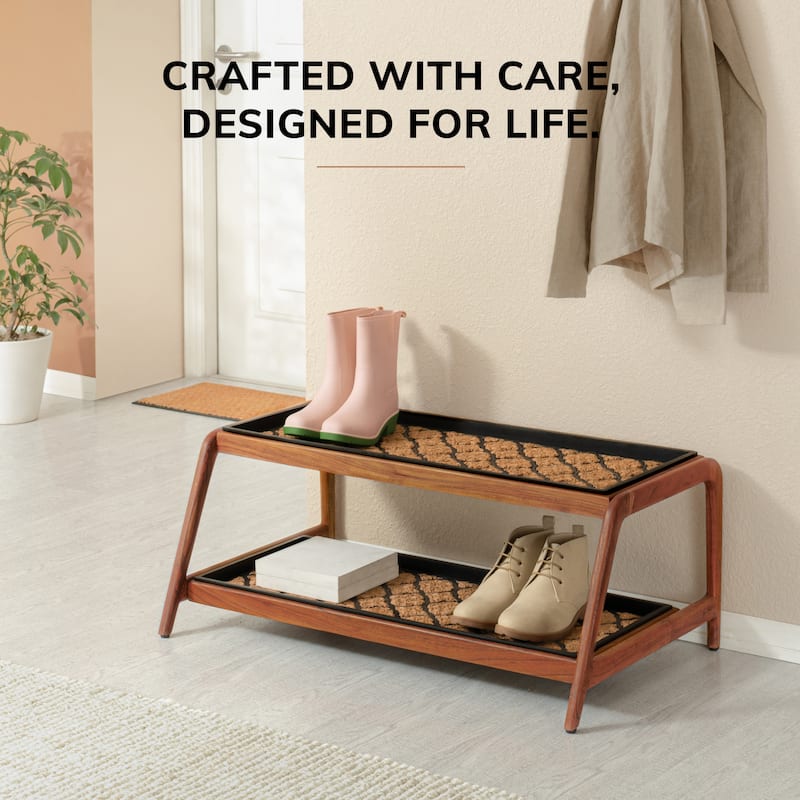 Jani Double-Tier Natural Stand 3-Pair Rubber Boot Trays
