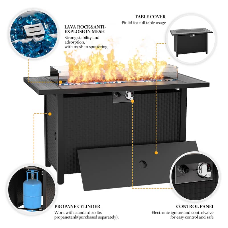 Futzca Outdoor Propane Fire Pit with Table Cover